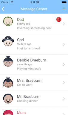 Kids can see their text messages right from the Message Center